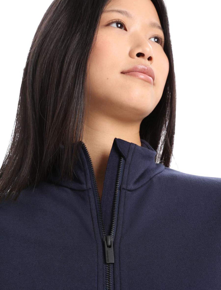 Women's Icebreaker Merino Central II Long Sleeve Zip Hoodie Midnight Navy | CA 1275GSOL